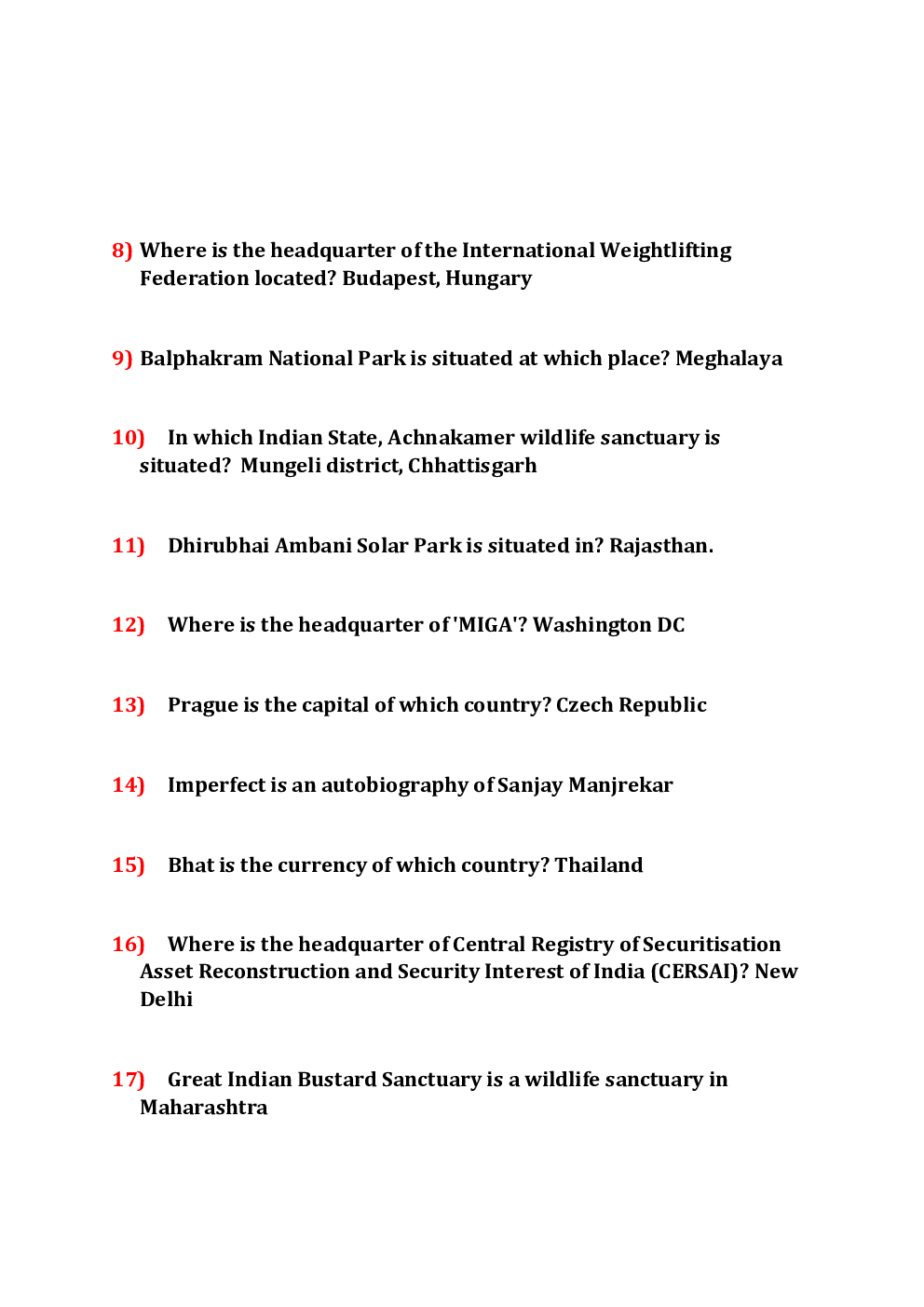 Important Static GK Questions with Answer Asked in Recent Competitive Exams - Page 3