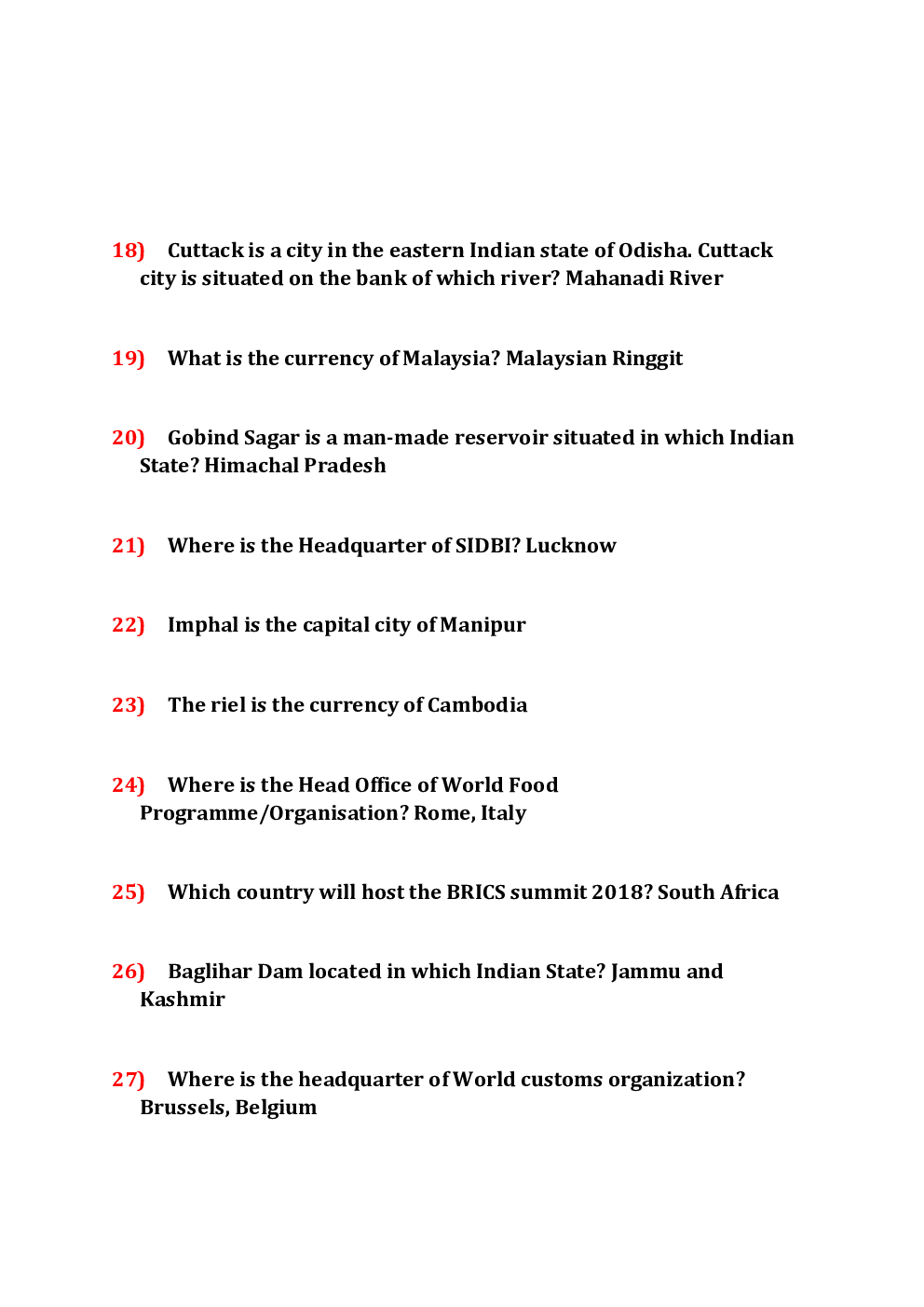 Important Static GK Questions with Answer Asked in Recent Competitive Exams - Page 4