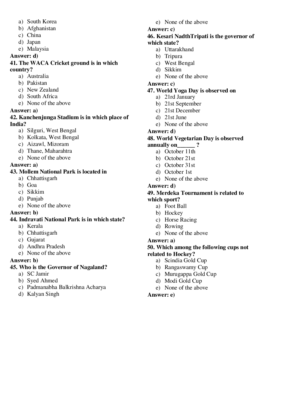 100 Expected Static GK Questions with Answers - Page 5