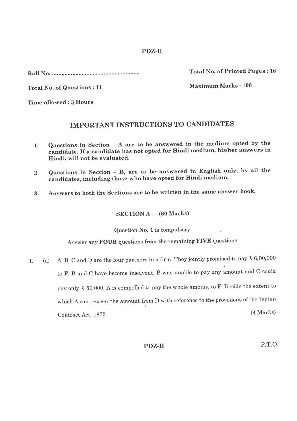 CA Foudation Business Law Question paper-2020 - Page 2