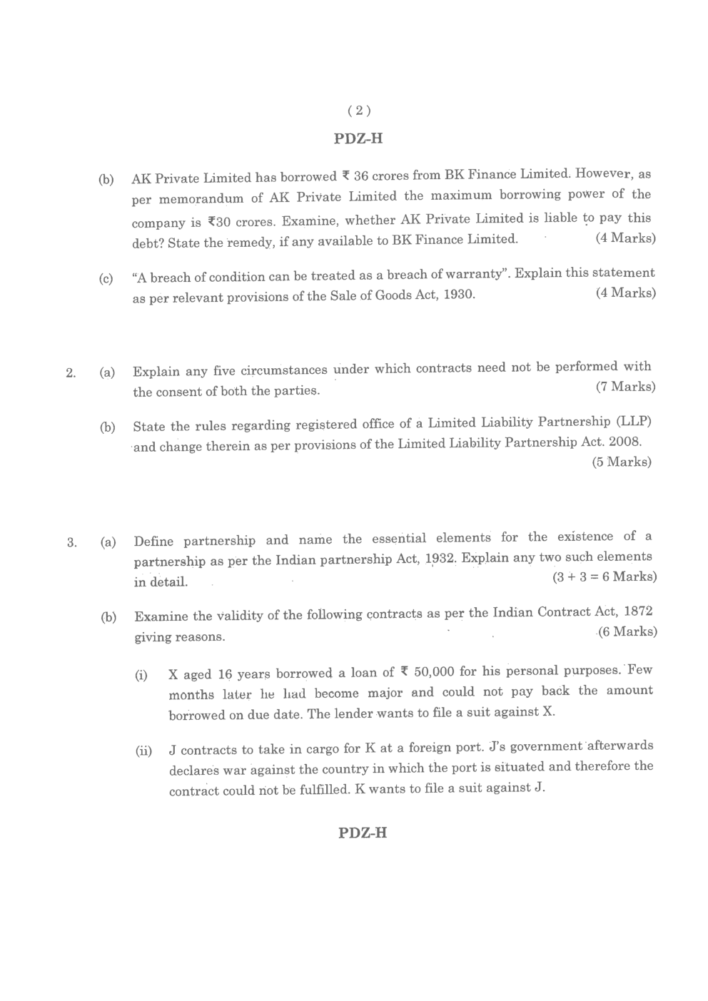 CA Foudation Business Law Question paper-2020 - Page 3