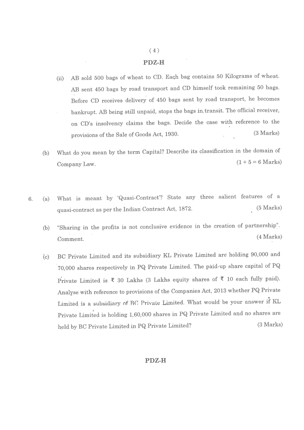 CA Foudation Business Law Question paper-2020 - Page 5
