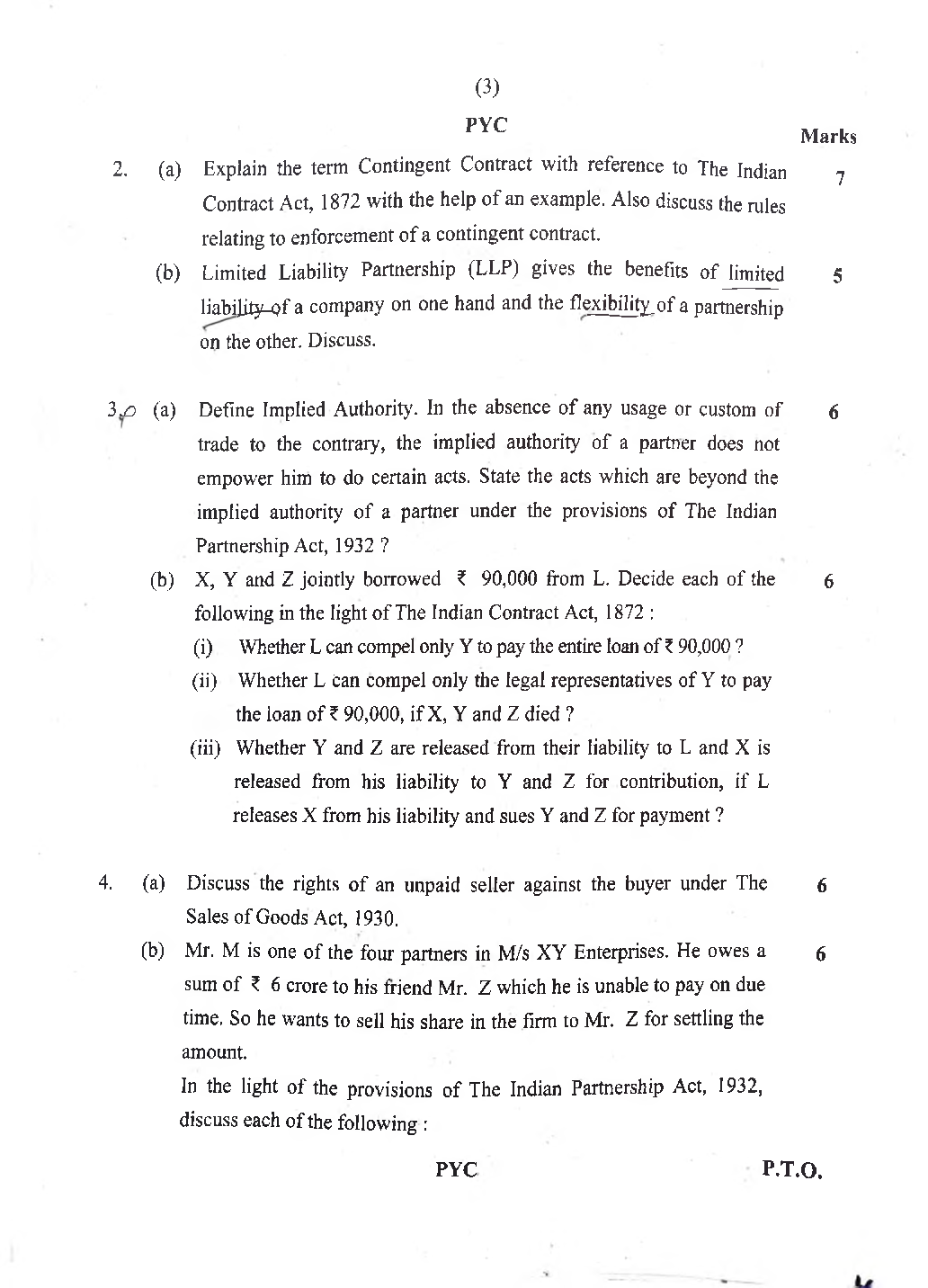 CA Foudation Business Law Question paper-2021 - Page 3
