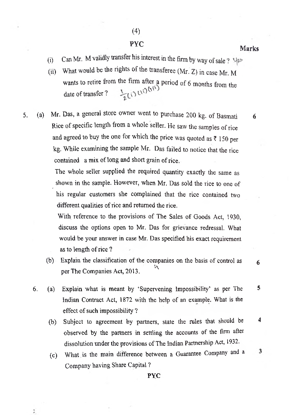 CA Foudation Business Law Question paper-2021 - Page 4