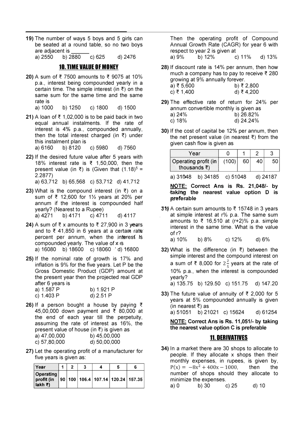 CA Foudation Business Mathematics Logical Reasoning and StatisticsQuestion paper-2020 - Page 3