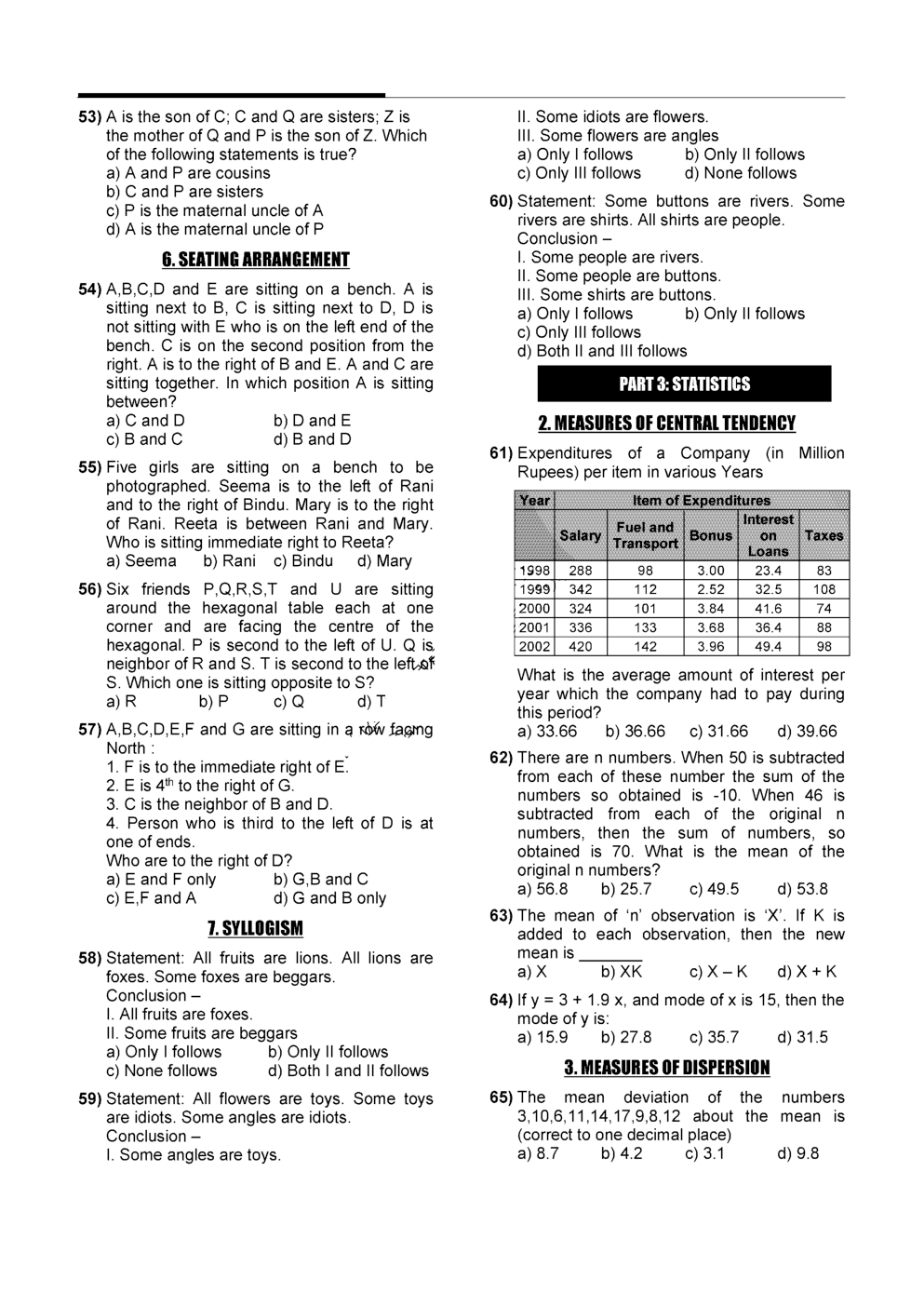 CA Foudation Business Mathematics Logical Reasoning and StatisticsQuestion paper-2020 - Page 5