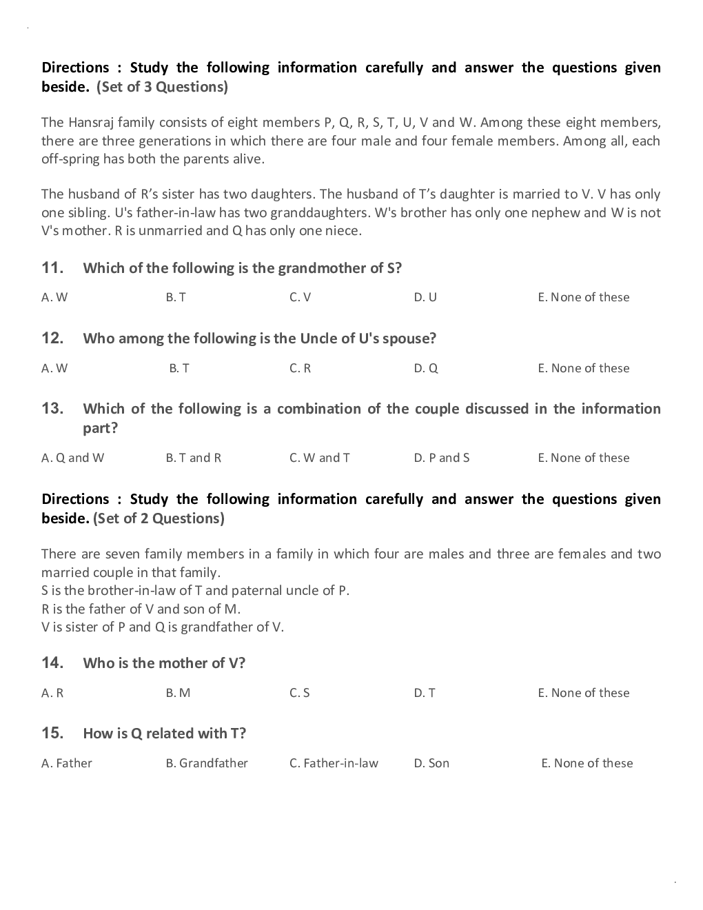 General Competitive Exam MCQs For Blood Relation - Page 4