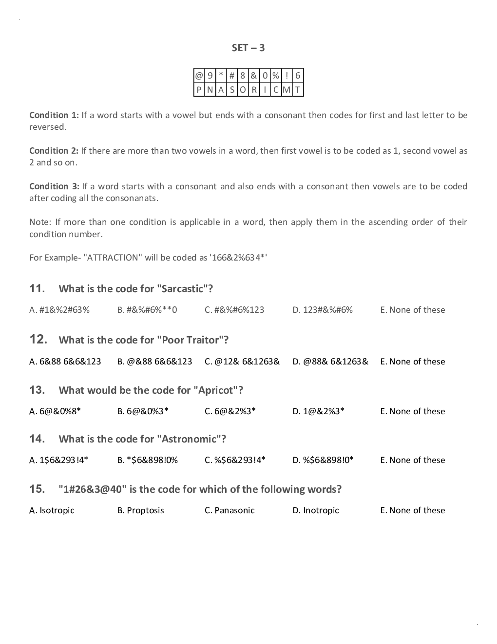 General Competitive Exam MCQs For Coding Decoding - Page 4