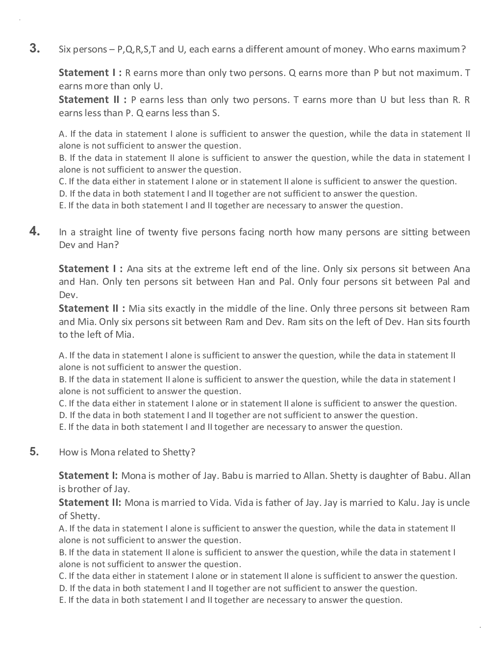 General Competitive Exam MCQs For Data Sufficiency - Page 3
