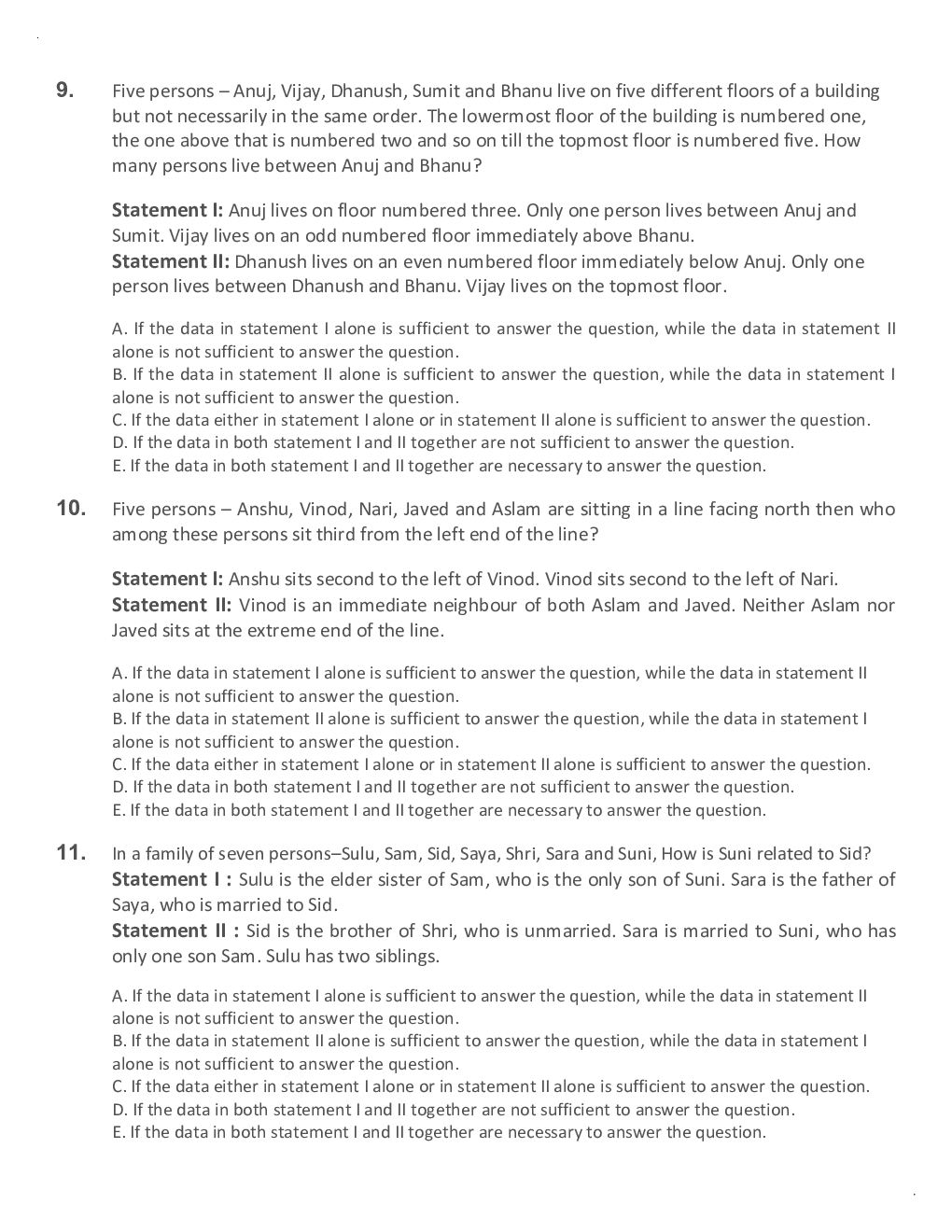 General Competitive Exam MCQs For Data Sufficiency - Page 5