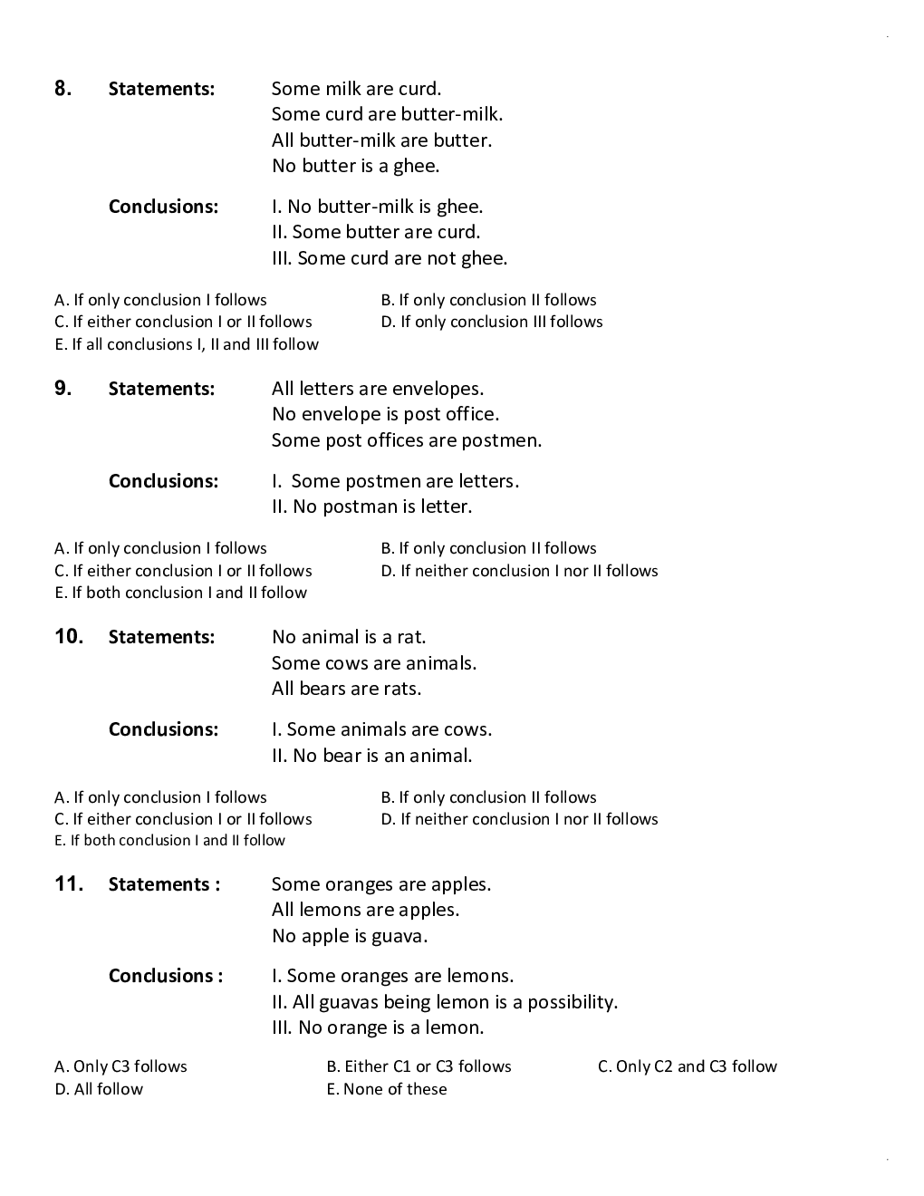 General Competitive Exam MCQs For Syllogism - Page 4
