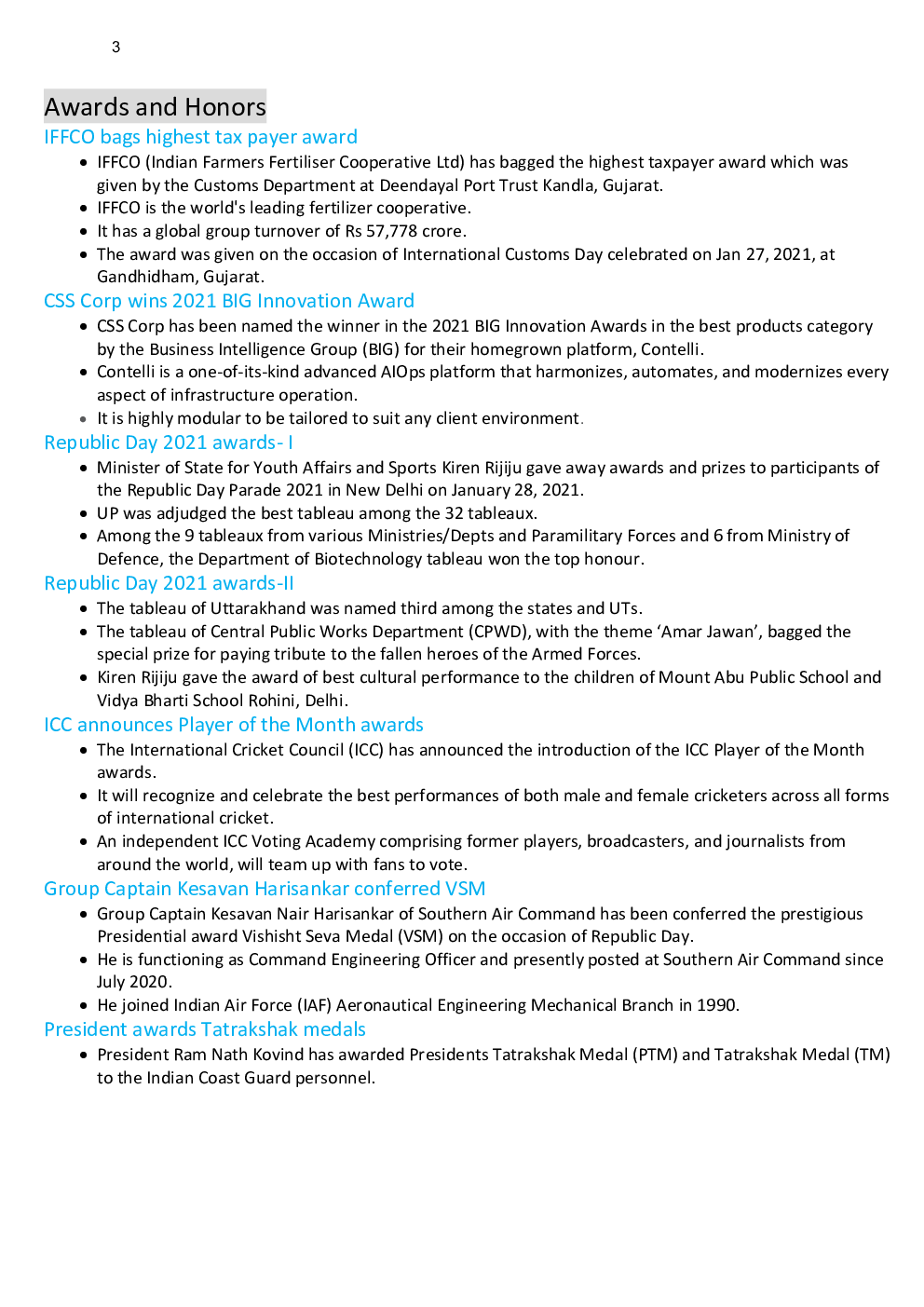 Monthly Current Affairs Capsule January 2021 - Page 3