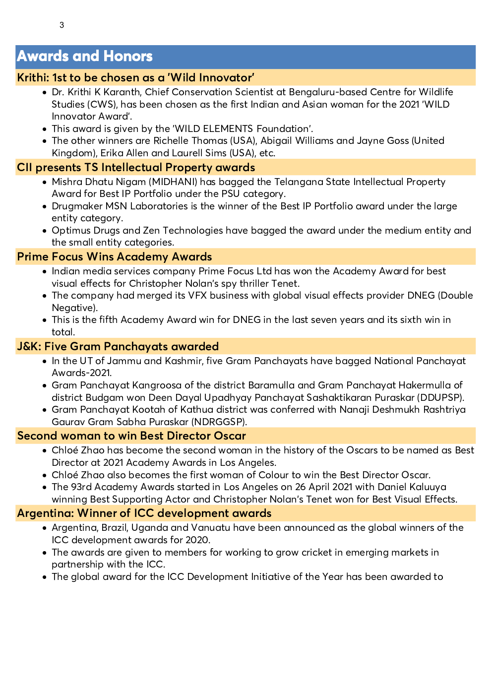 Monthly Current Affairs Capsule April 2021 - Page 3