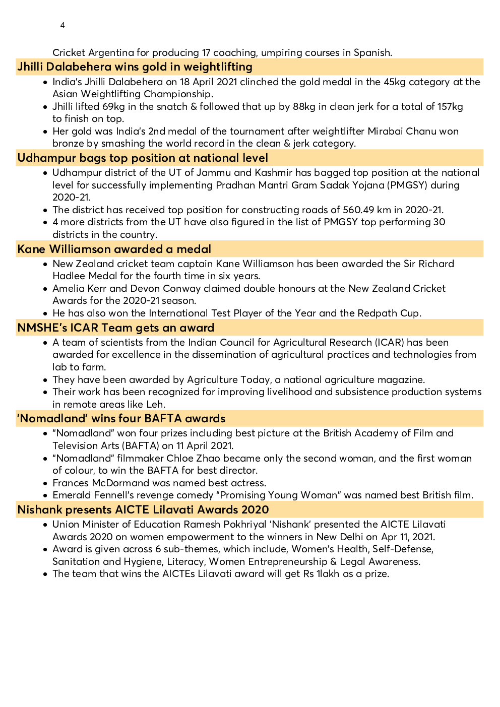 Monthly Current Affairs Capsule April 2021 - Page 4