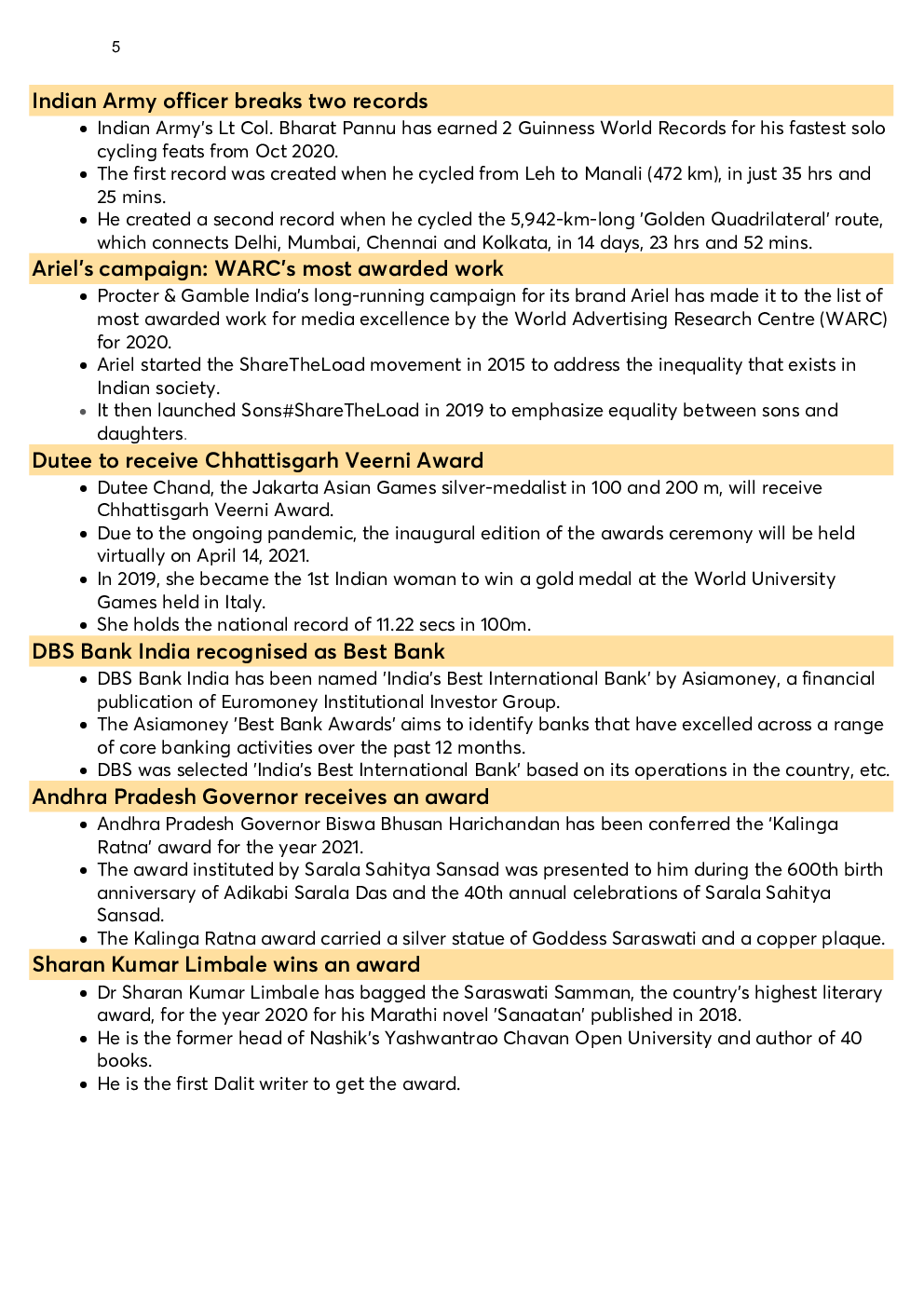 Monthly Current Affairs Capsule April 2021 - Page 5