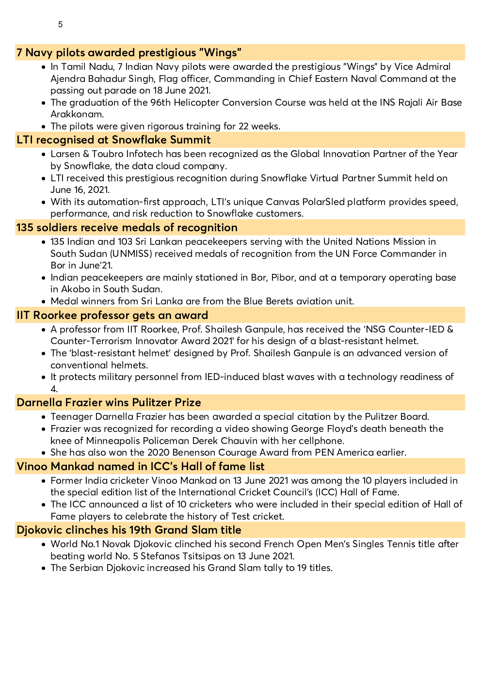 Monthly Current Affairs Capsule June 2021 - Page 5