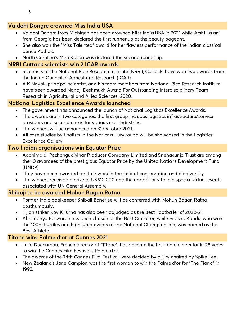 Monthly Current Affairs Capsule July 2021 - Page 5