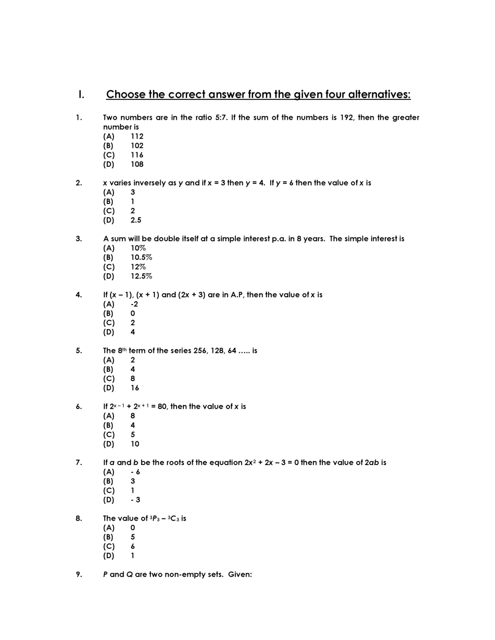 CA Foundation MCQs Paper-3 Business Mathematics, Logical Reasoning And Statistics - Page 2