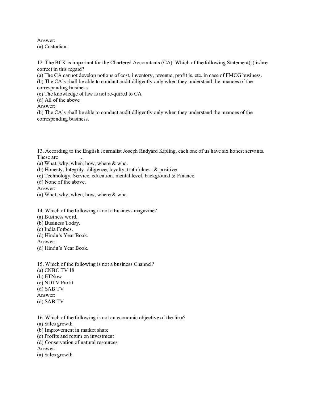 CA Foundation MCQs Paper-4 Business Economics And Business And Commercial Knowledge - Page 4