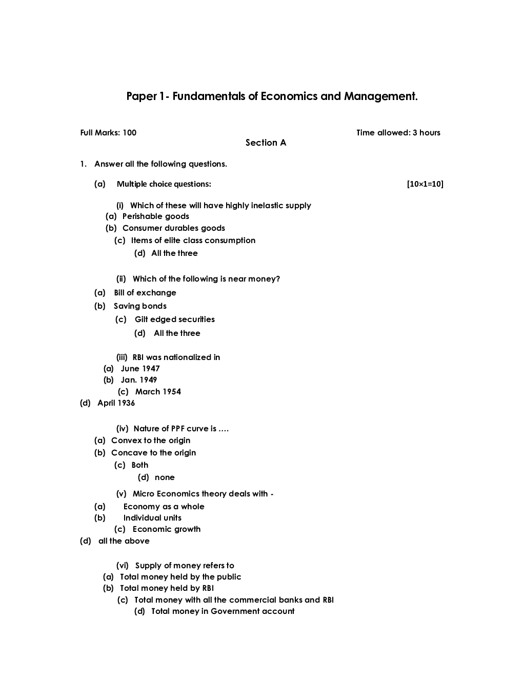 CS Foundation Sample Paper-1 Fundamental Of Economics And Management - Page 2