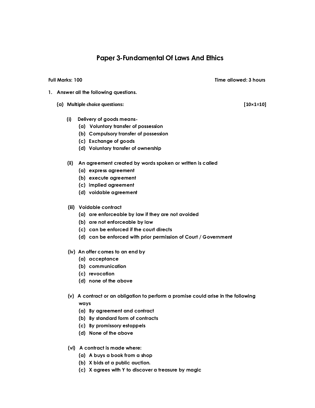 CS Foundation Sample Paper-3 Fundamental Of Law And Ethics - Page 2