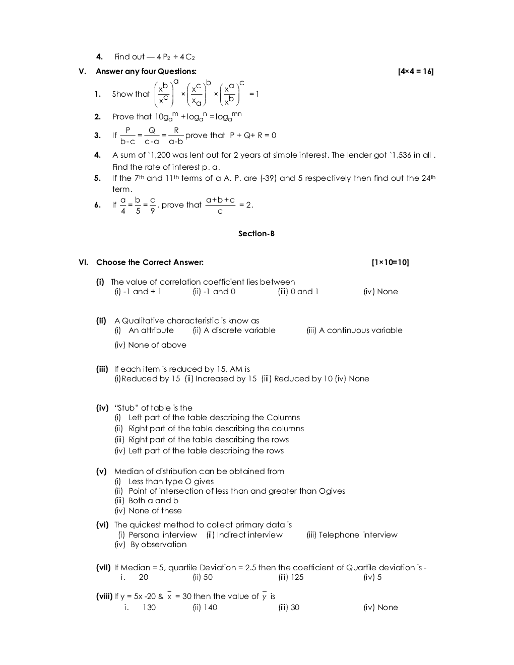 CS Foundation Sample Paper-4 Fundamentals Of Business Mathematics And Statistics - Page 3