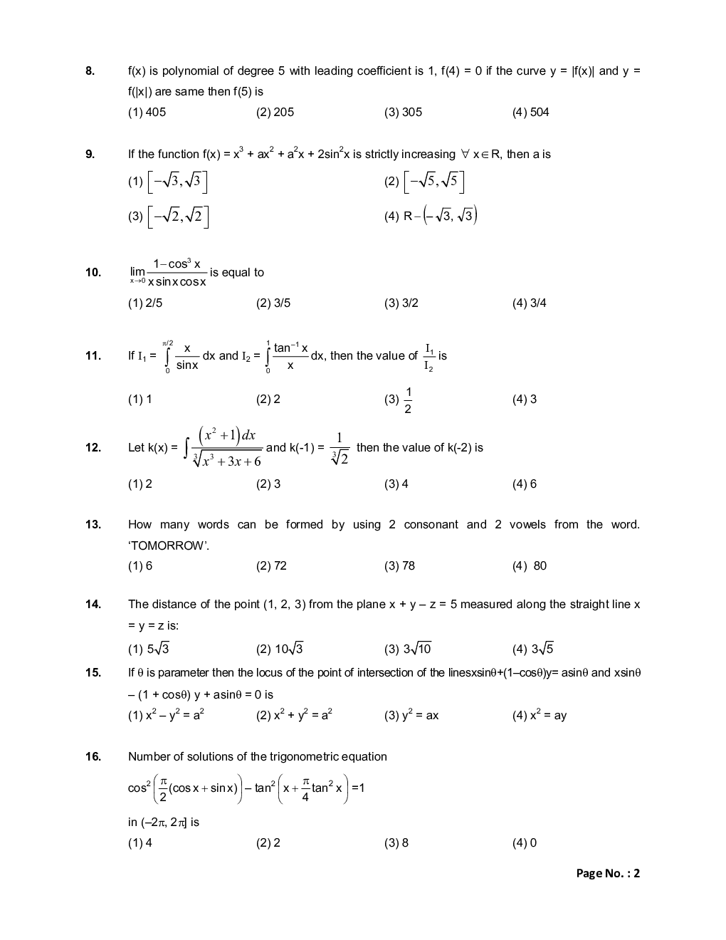 JEE Main Sample Paper Set 12 - Page 3