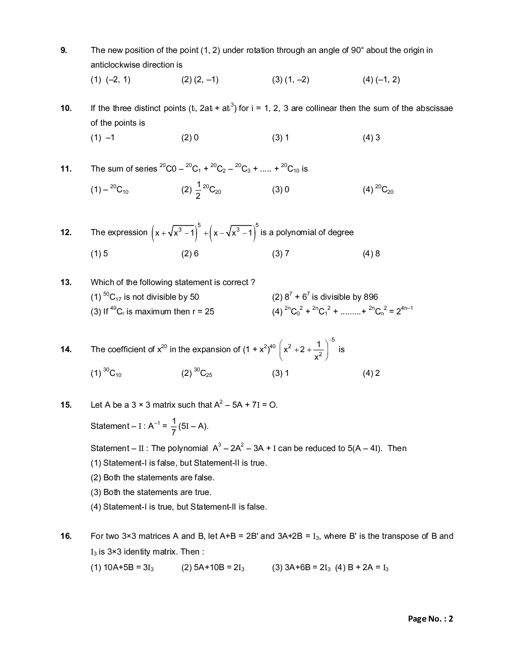 JEE Main Sample Paper Set 21 - Page 3