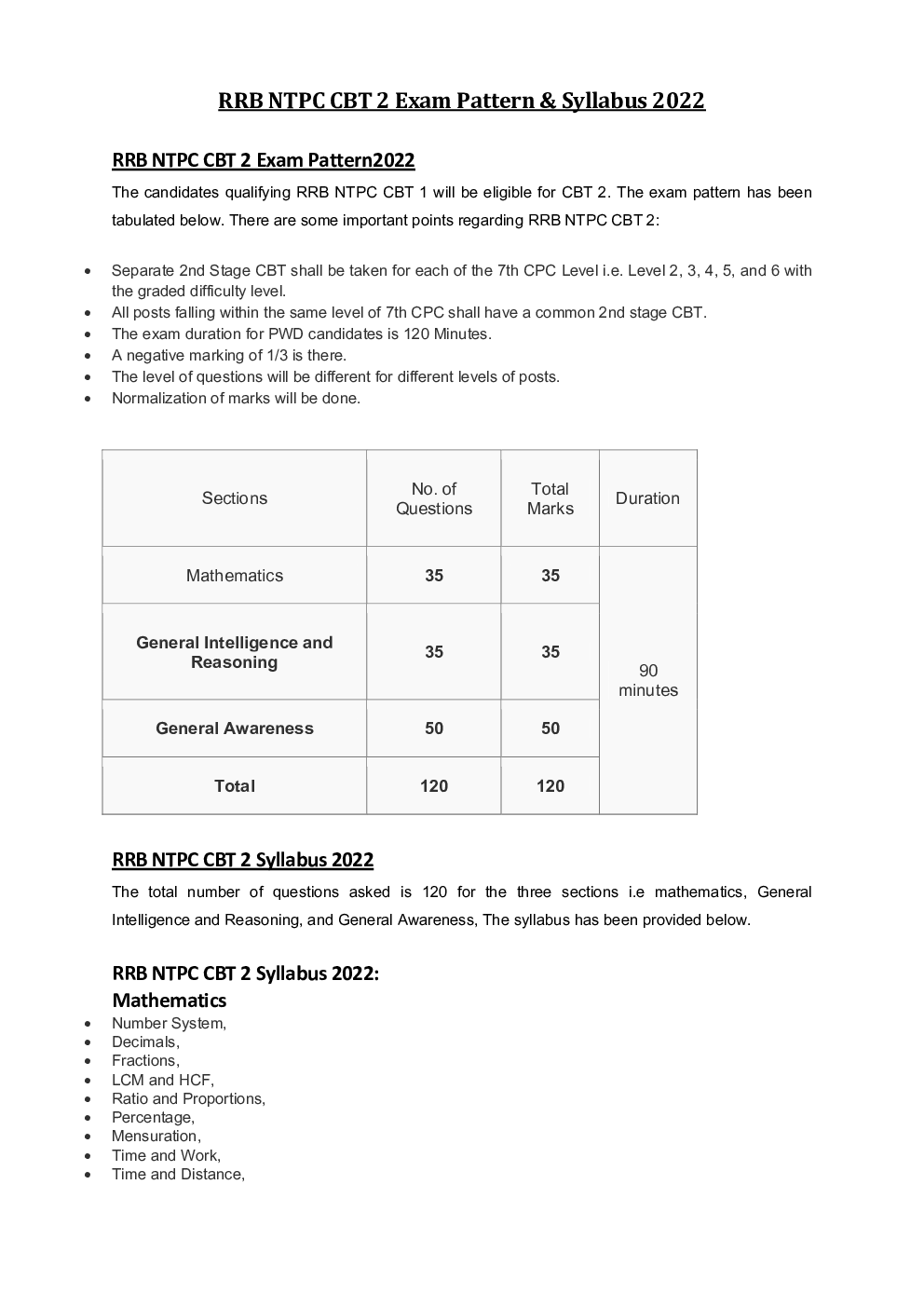 RRB NTPC CBT-2 Syllabus 2022 - Page 2