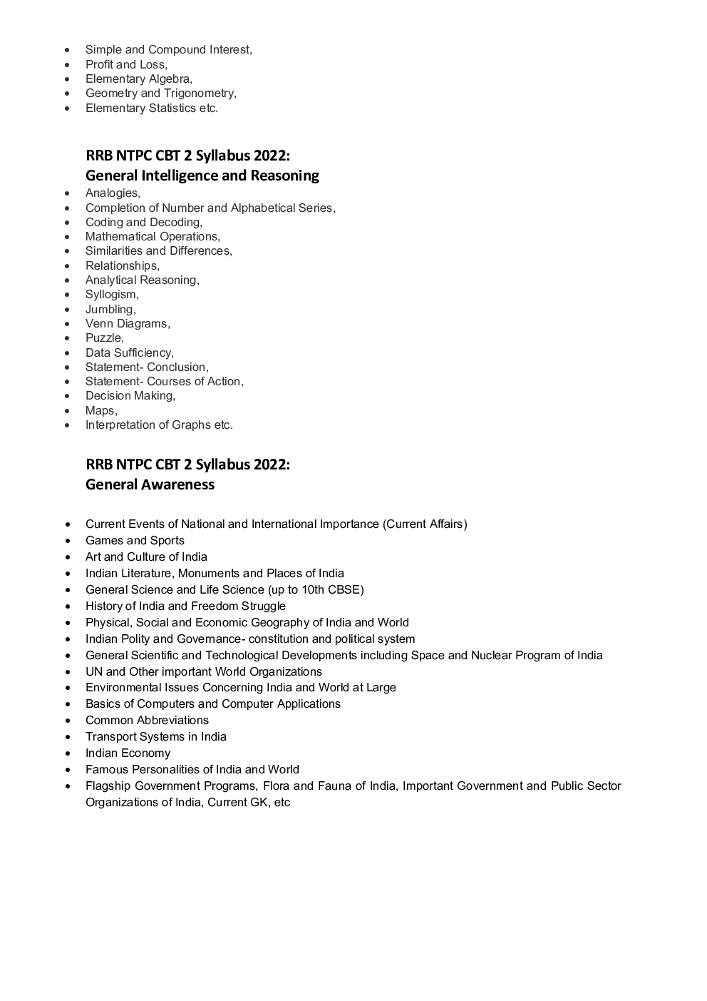 RRB NTPC CBT-2 Syllabus 2022 - Page 3