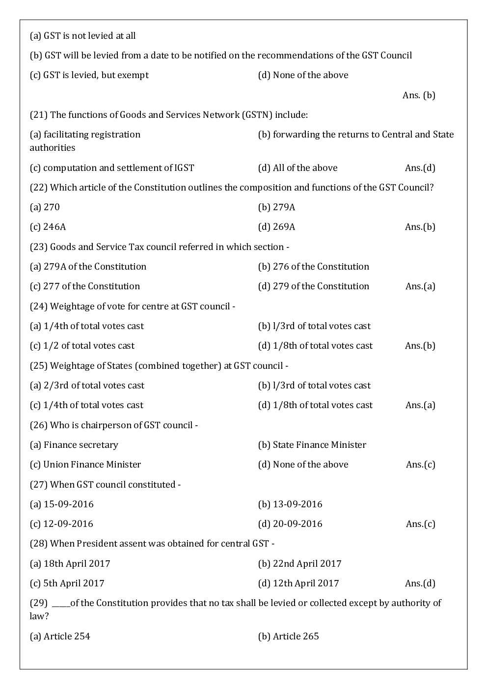 CS Executive MCQs For Indirect Taxes - Page 4