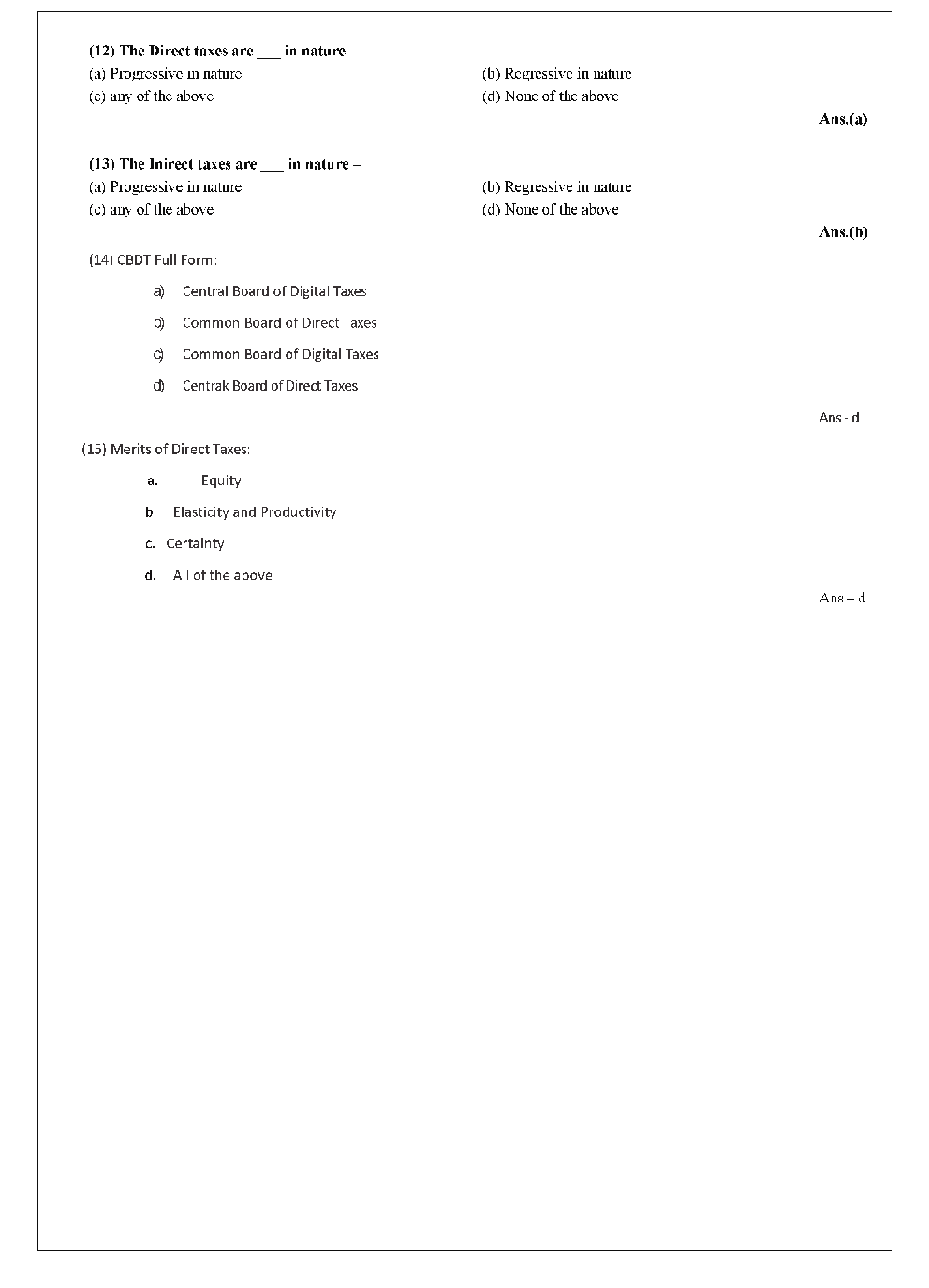 CS Executive MCQs For Tax Law - Page 4