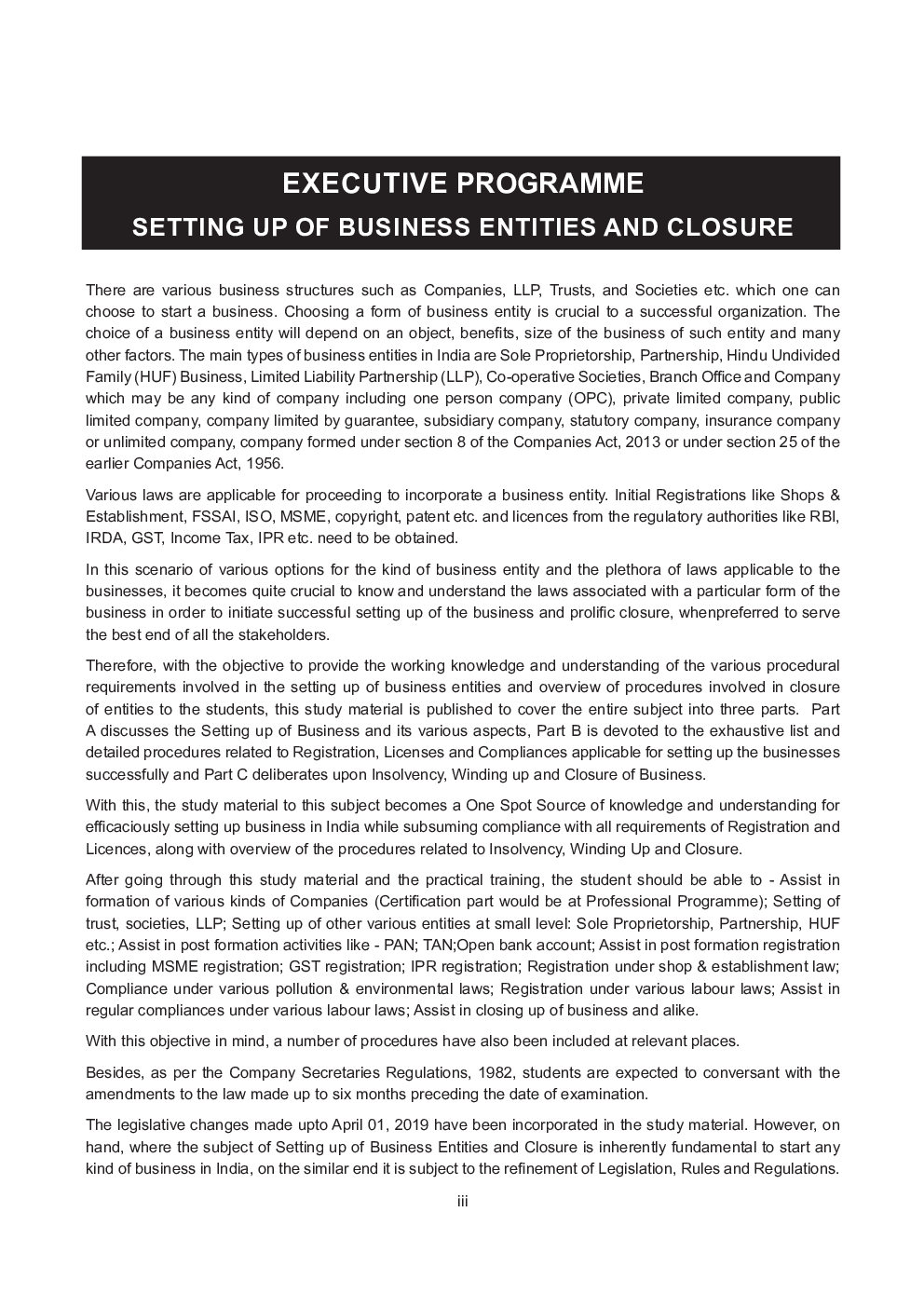 CS Executive Paper-3 Study Material For Setting Up Of Business Entities And Closure - Page 3