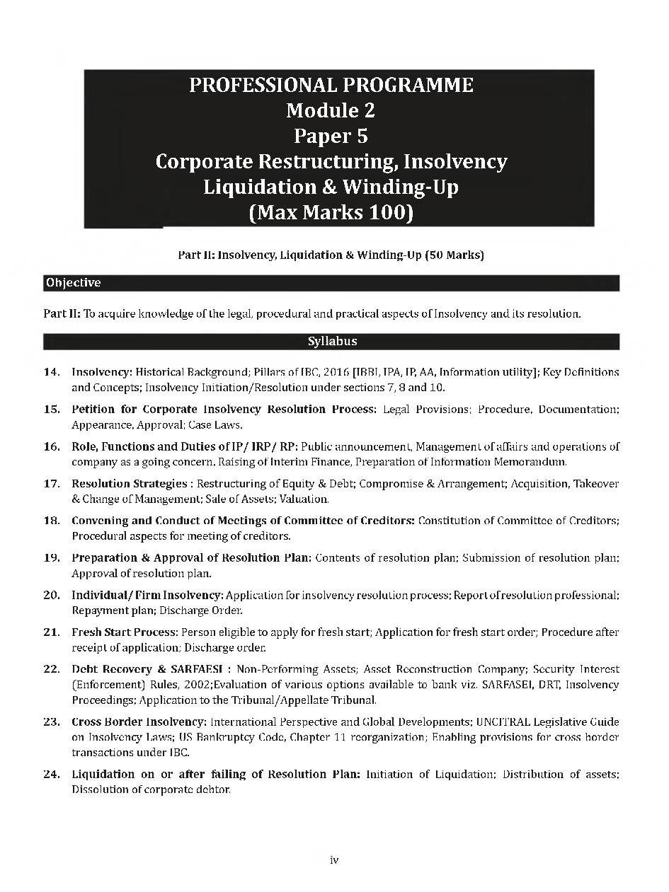 CS Professional Part-II Study Material Paper-5 Corporate Restructuring Insolvency, Liquidation & Winding-Up - Page 3