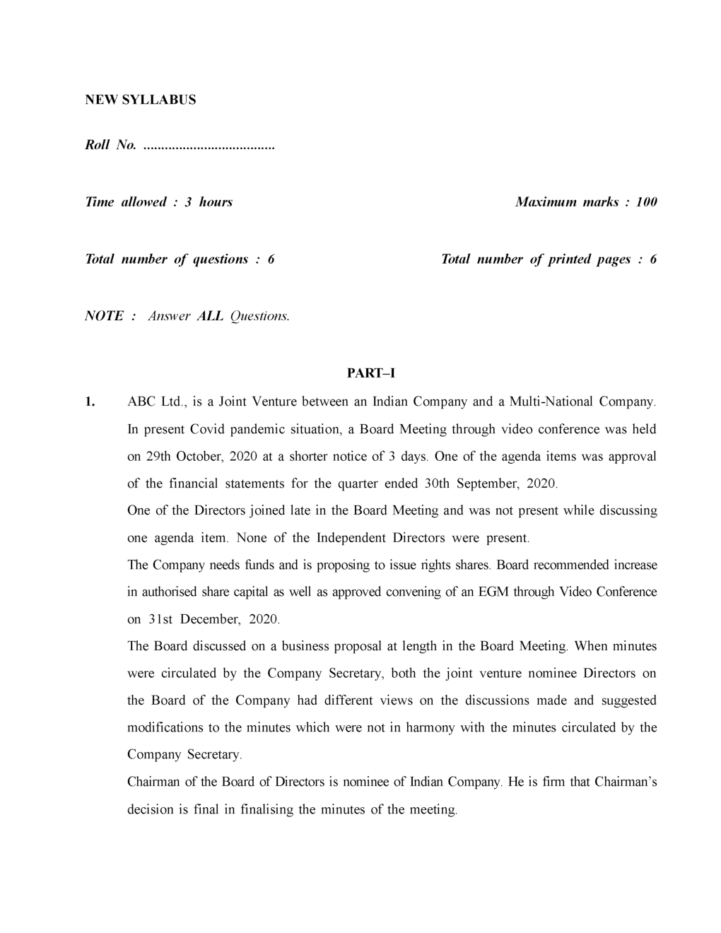 CS Professional Question Paper-2021 - Page 2