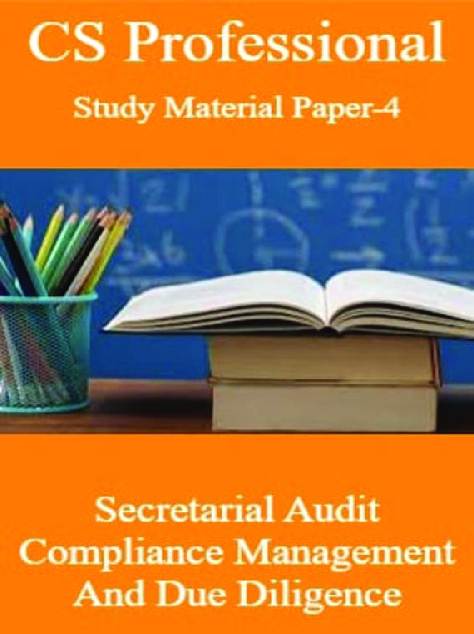 CS Professional Study Material Paper-4 Secretarial Audit Compliance Management And Due Diligence - Page 1