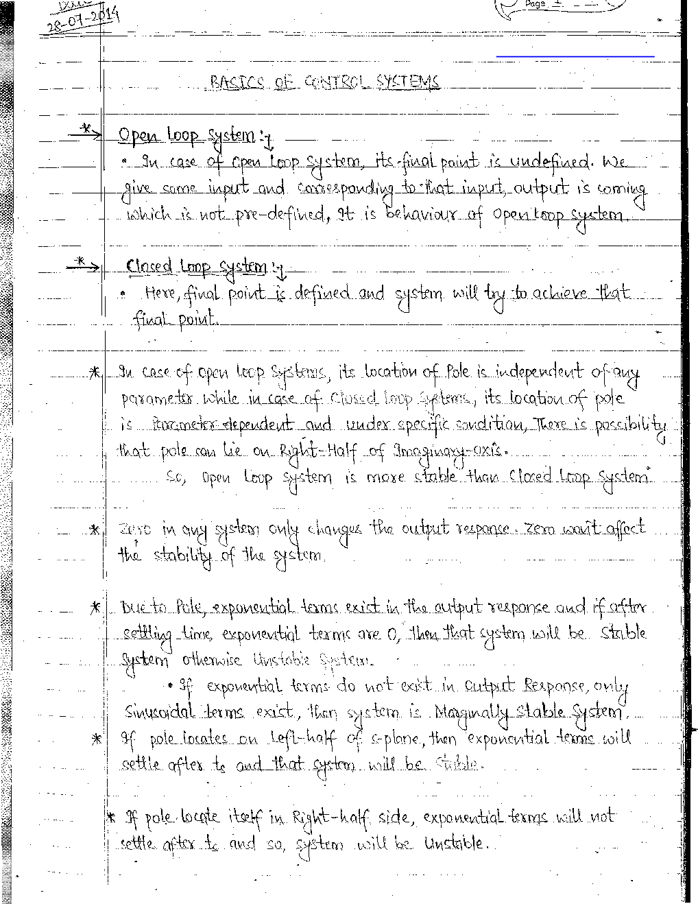 Electrical Engineering Hand Written Notes Control System Part-1 - Page 2