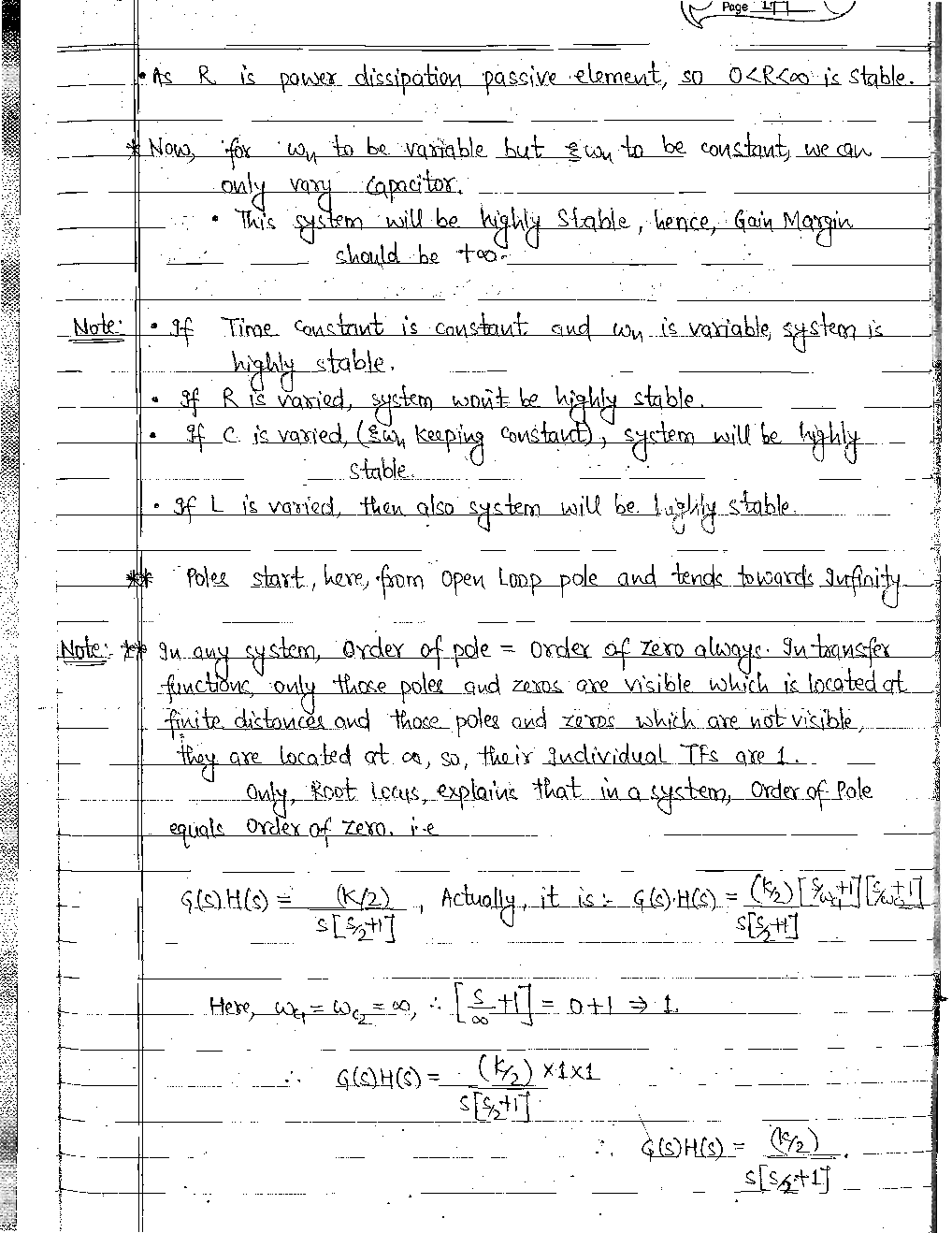 Electrical Engineering Hand Written Notes Control System Part-3 - Page 5