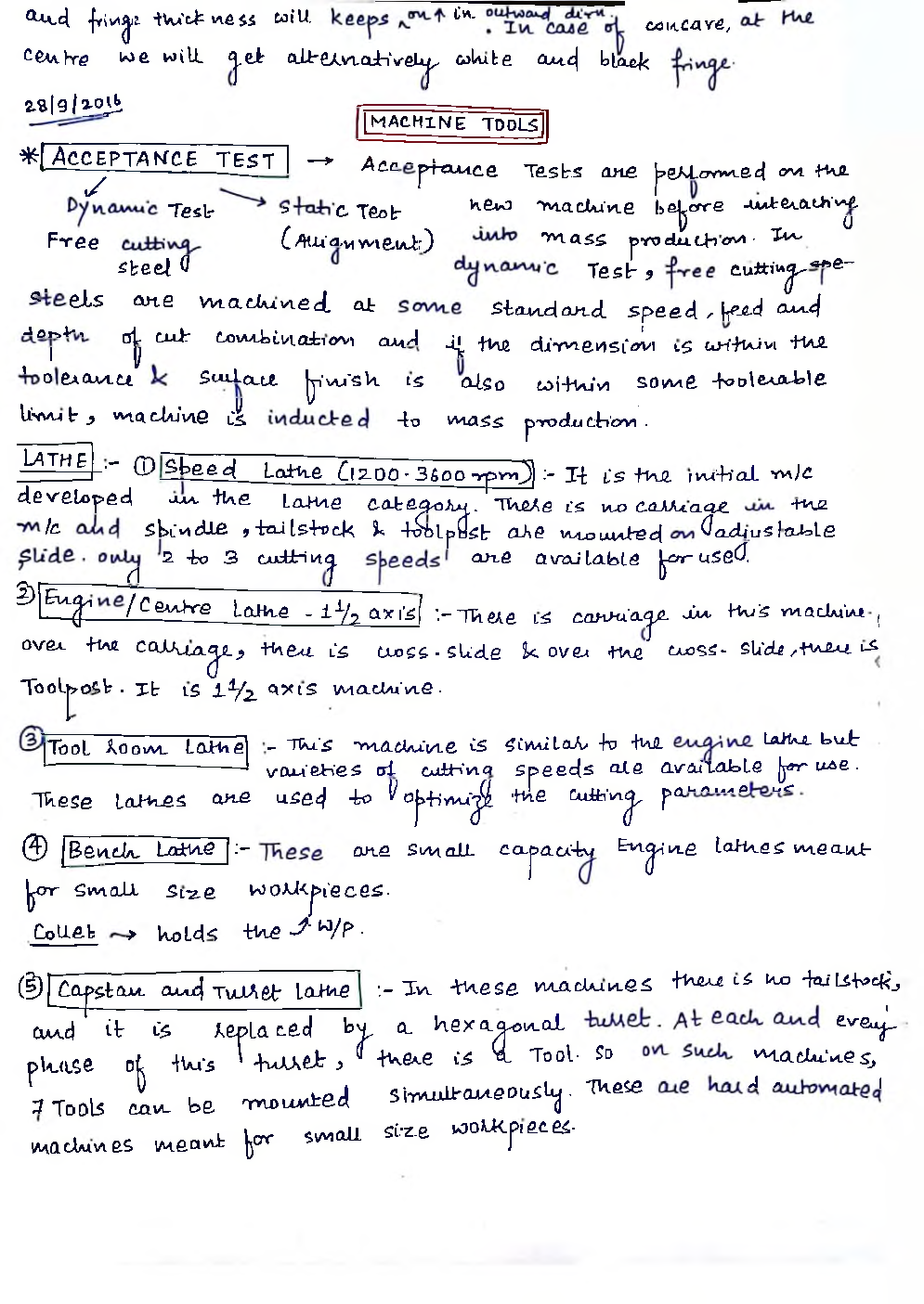Mechanical Engineering Hand Written Notes Machine Tools - Page 2