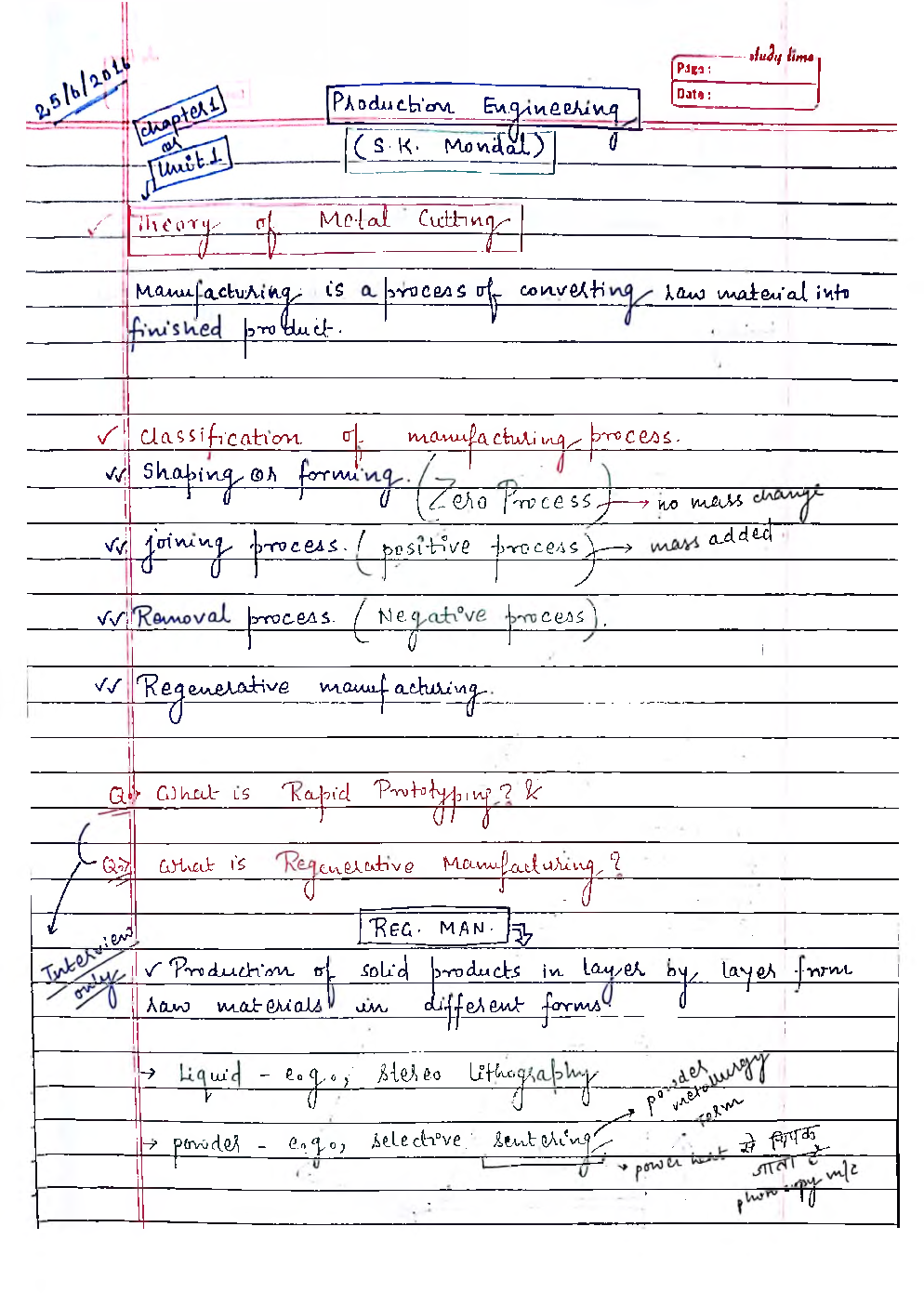 Mechanical Engineering Hand Written Notes Metal Cutting - Page 2