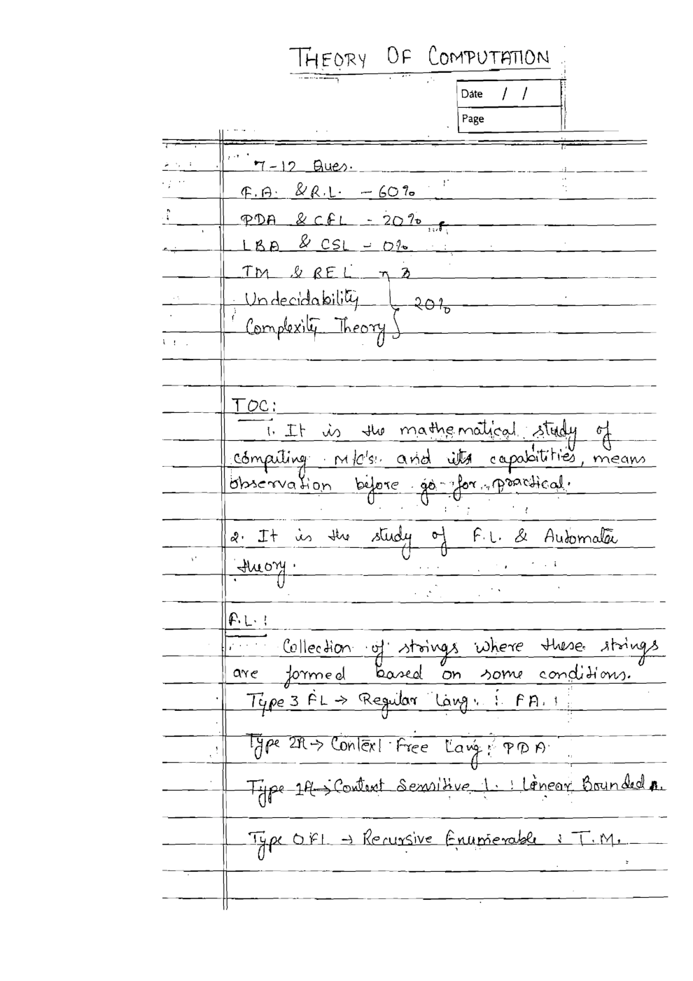 CSE Hand Written Notes Theory of Computation - Page 2