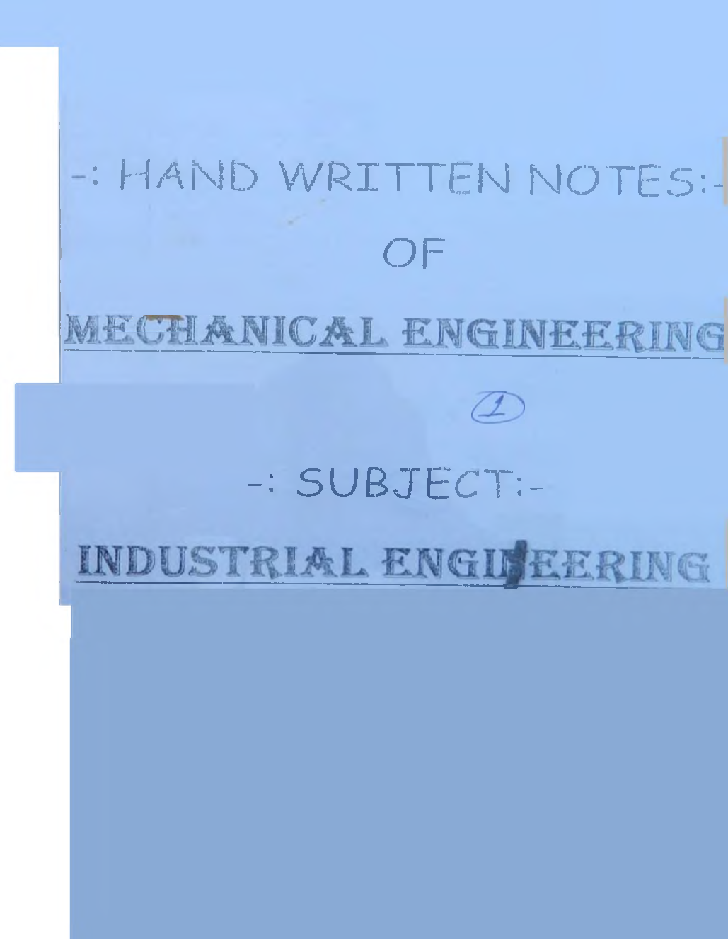 Download IES Mechanical Engineering Hand Written Notes Industrial