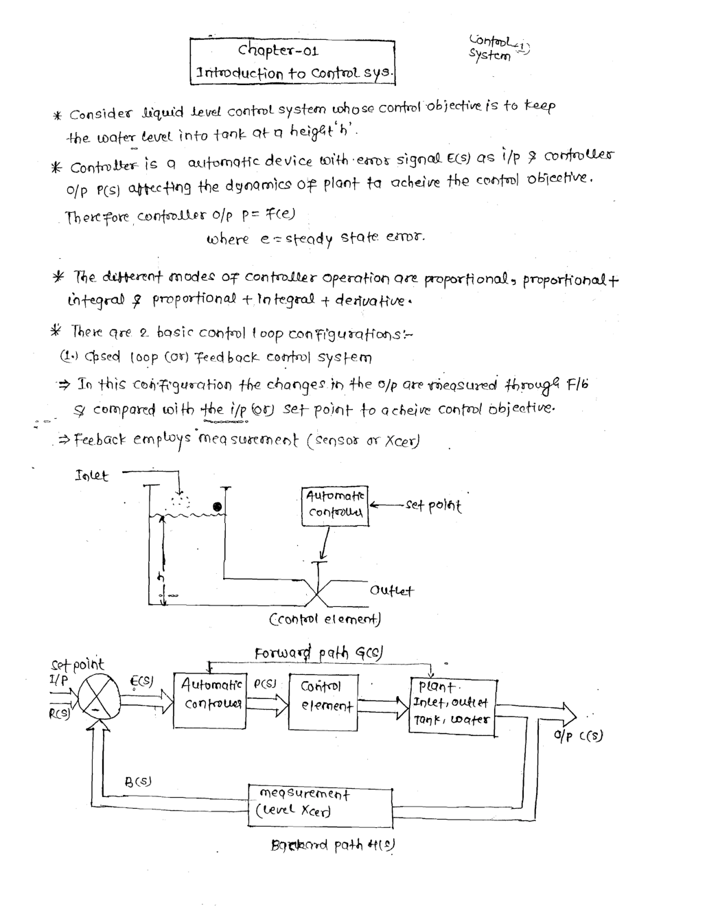 Electronics & Telecommunication Hand Written Notes Control System Part-1 - Page 2