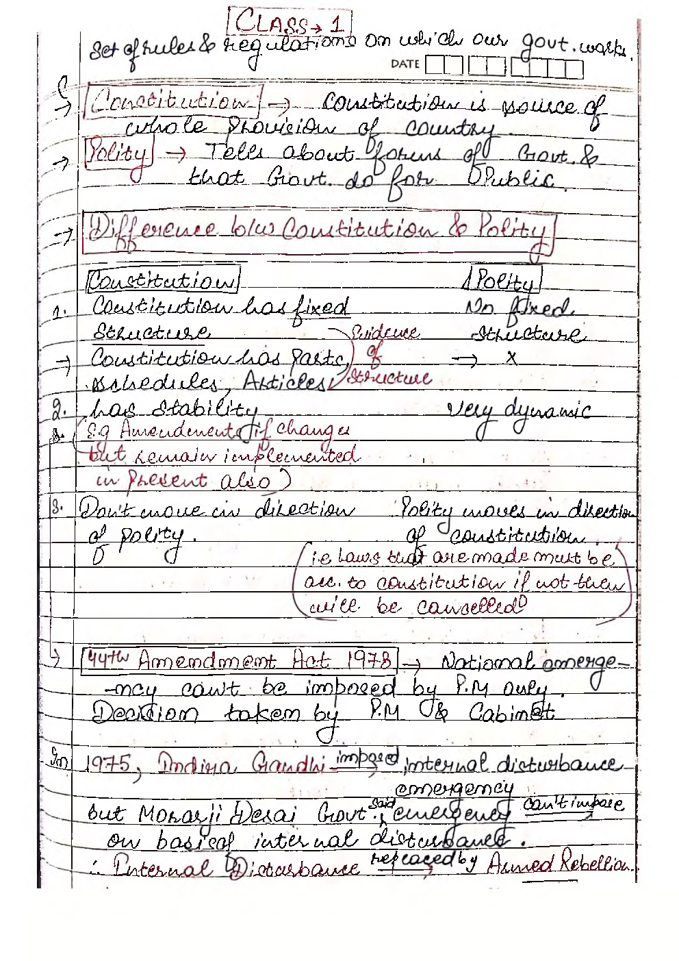 UPSC Hand Written Notes Indian Polity - Page 2
