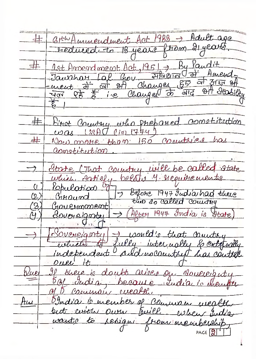 UPSC Hand Written Notes Indian Polity - Page 3