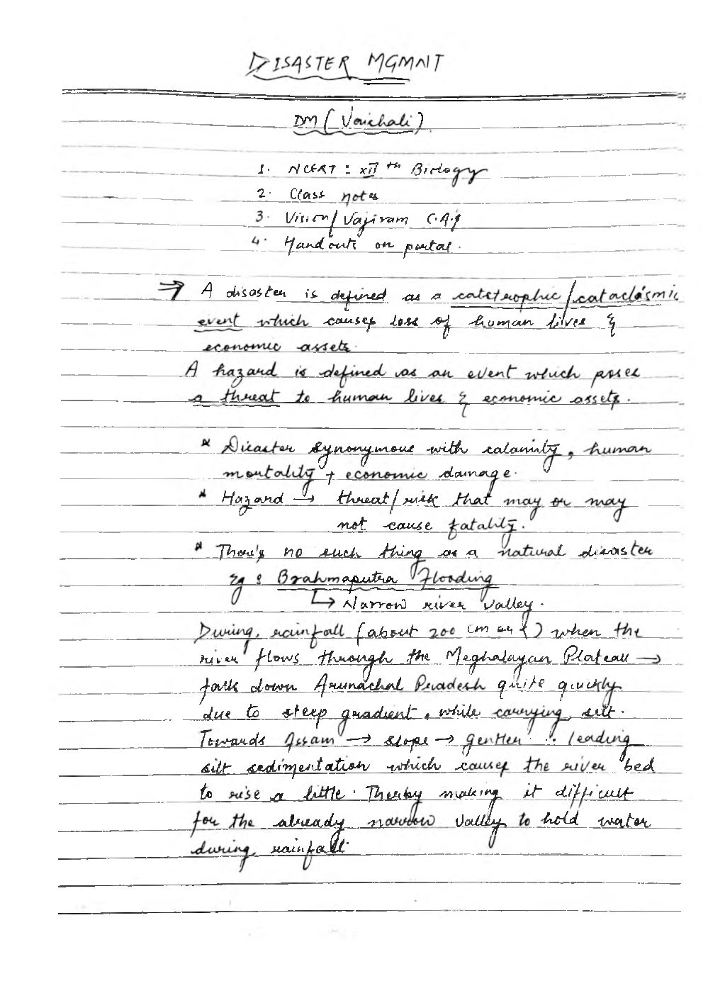 UPSC Hand Written Notes  Disasrter Management - Page 2