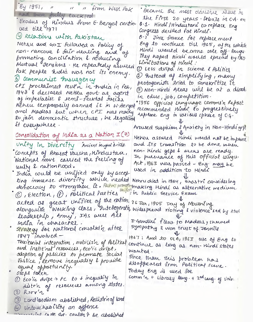 UPSC Hand Written Notes Post Independence - Page 3