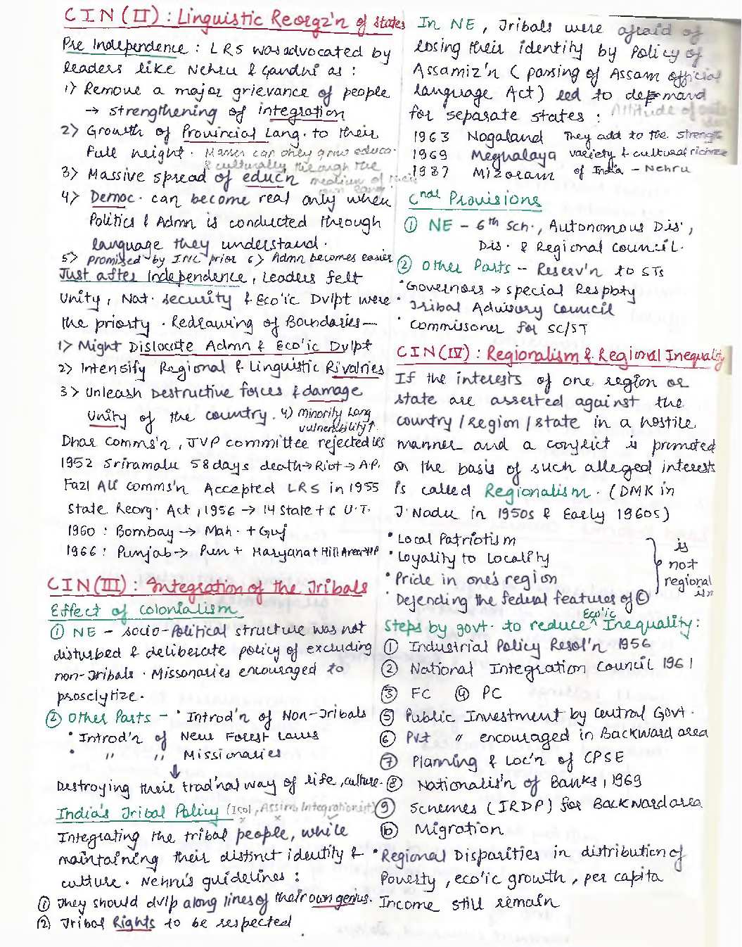 UPSC Hand Written Notes Post Independence - Page 4