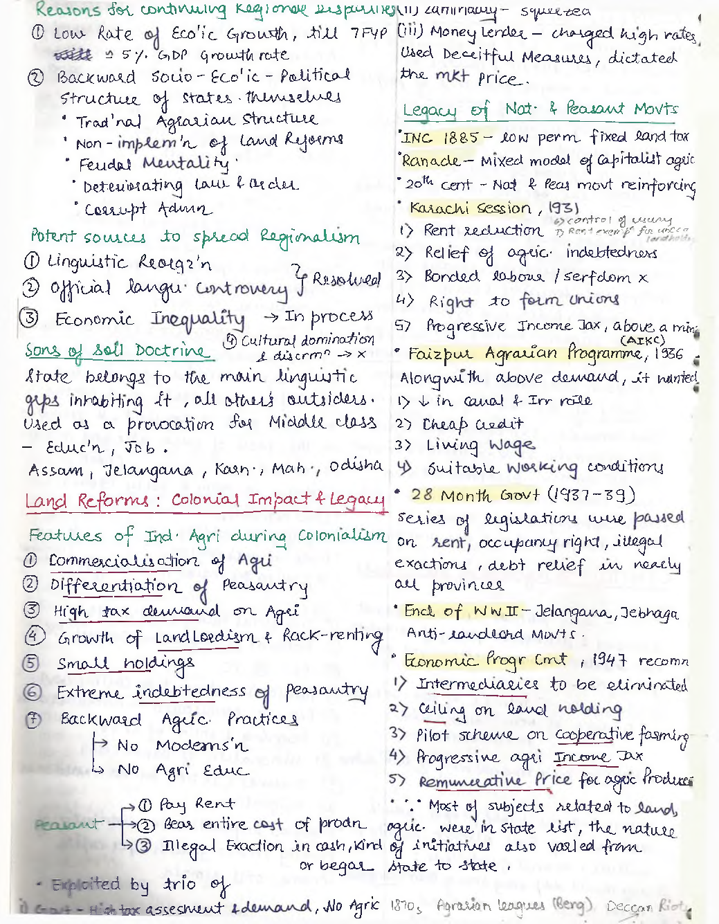 UPSC Hand Written Notes Post Independence - Page 5