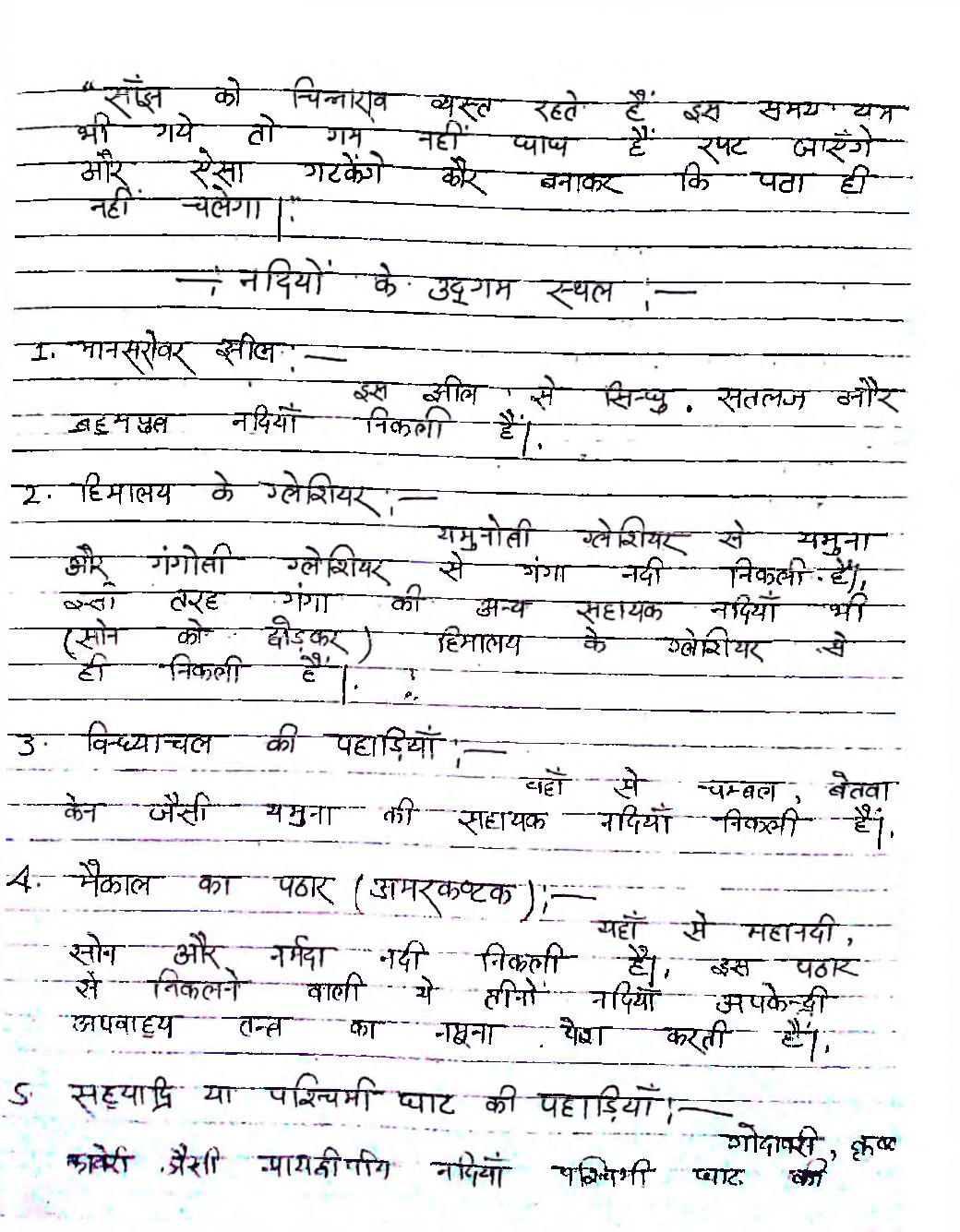 UPSC Hand Written Notes Bharat ki Nadiyan Avm Ghatiyan - Page 2